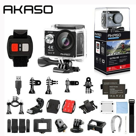 Underwater Video Camera AKASO EK7000 4K WIFI Outdoor Sport Action Camera Ultra HD Waterproof DV Camcorder 12MP Extreme Underwater 1080p/60fps Video Cam-Black ()