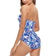 thumbnail image 6 of RELLECIGA Women's Twist Front Ruched One Piece Swimwear Bandeau Strapless Swimsuit Tummy Control One piece Bathing Suit, 6 of 8