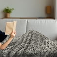 thumbnail image 3 of Moroccan Soft Flannel Fleece Blanket, Continuous Traditional Floral Inspired Simplistic Lines Illustration, Cozy Plush for Indoor and Outdoor Use, 70" x 90", Ivory and Charcoal Grey, by Ambesonne, 3 of 5