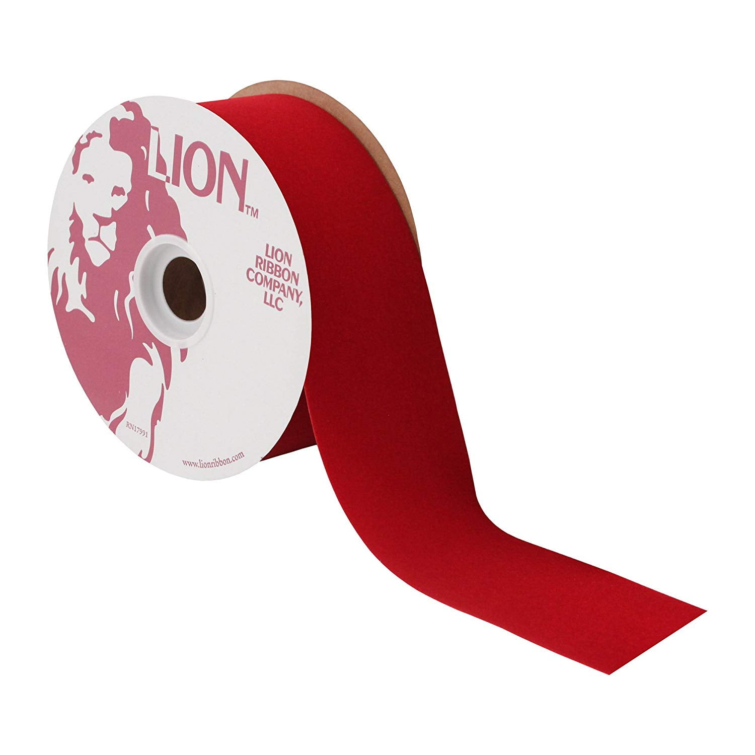Lion Flocked Velvet Ribbon, NOT WIRED 21/2" Wide, 25 Yards, Sherry
