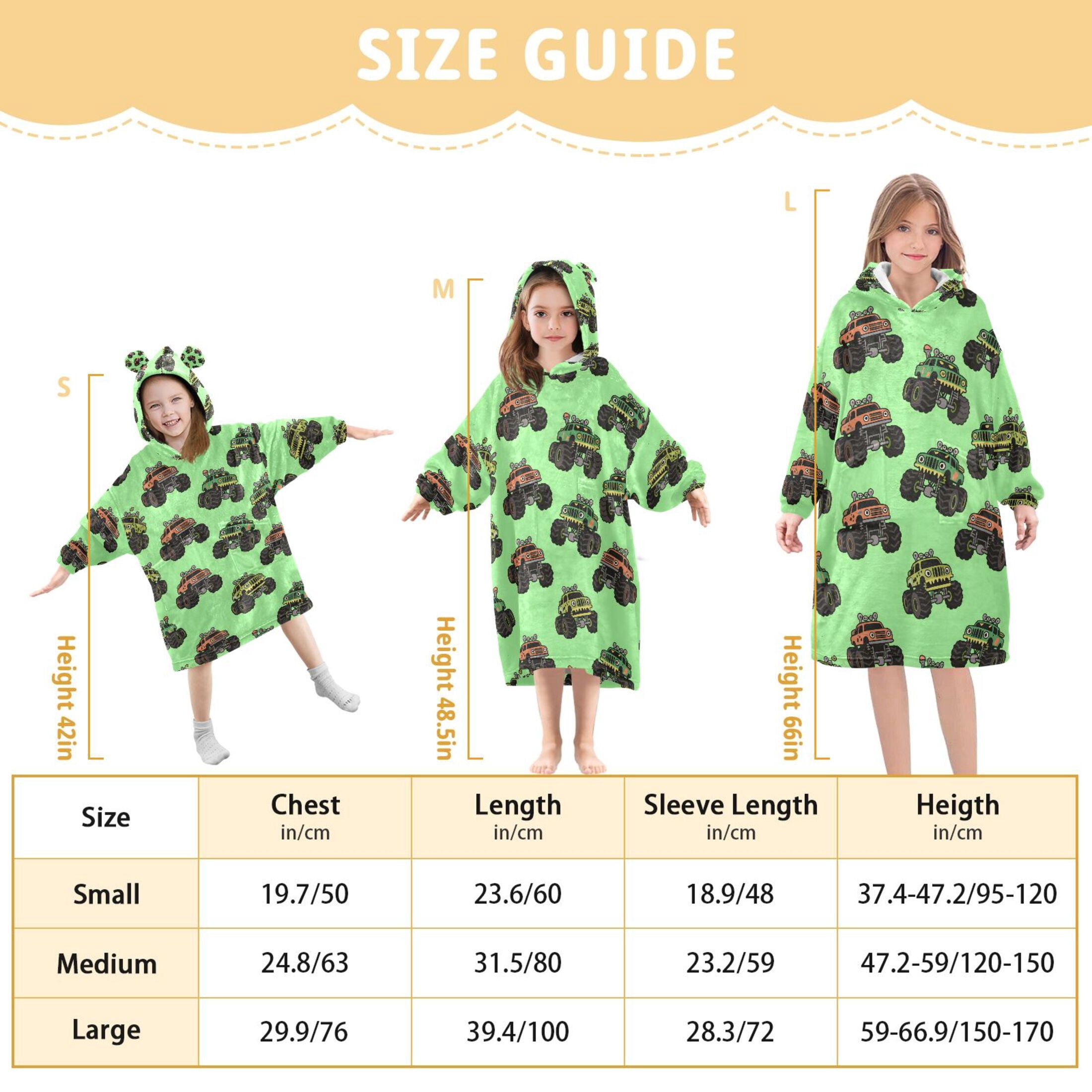 joogoo Blanket Hoodie for Trucks Cartoon Green Oversize Sweatshirt 3-14 YR L