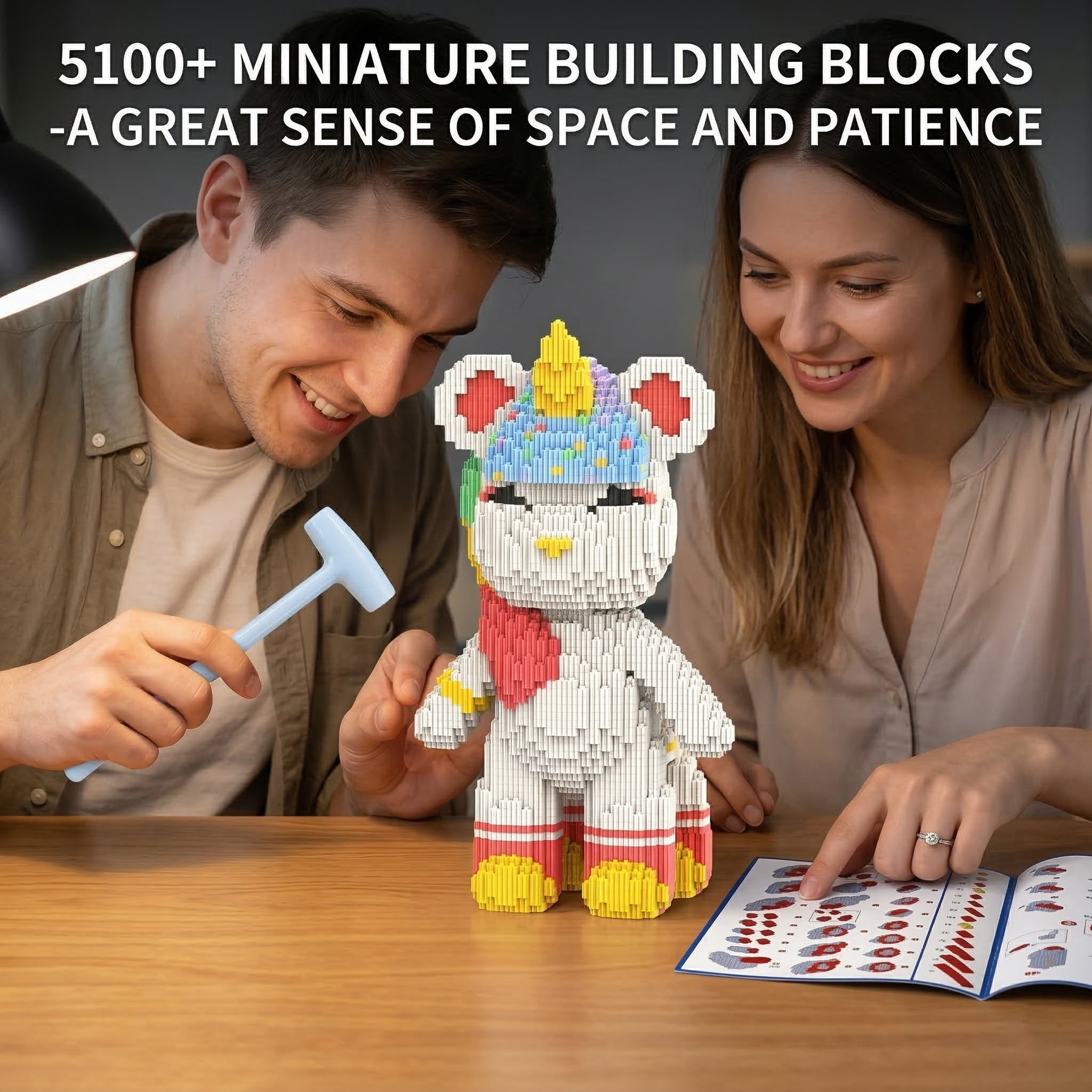 SehrKlug Unicorn Teddy Bear Micro Building Blocks for Adults, Ages 14+, Mindful-Build Collectible Bricks Set, Aesthetic Room Decor Gifts, 5100 pcs
