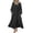 Black, variant on Cotton Linen Dress Long Sleeve Round Neck Pleated Kaftan Casual Loose Fit Maxi Dress Flowy Boho Long Sundress with Pockets