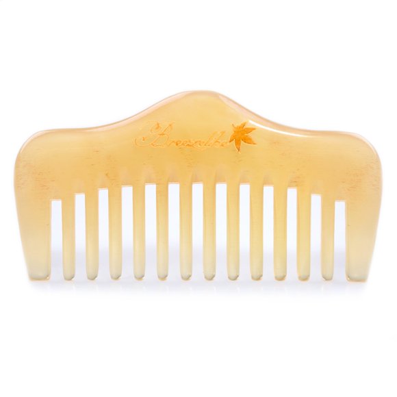 Peine para cabello y barba Breezelike - Mini peine de cuerno de oveja para desenredar - Peine de bolsillo de dientes anchos sin estática para hombres y mujeres