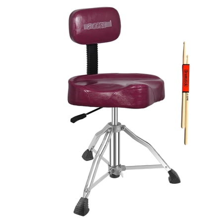 5 Core Drum Throne w Backrest 4" Padded Stool Adjustable 24.5" Drummer Chair w 441Lb Capacity