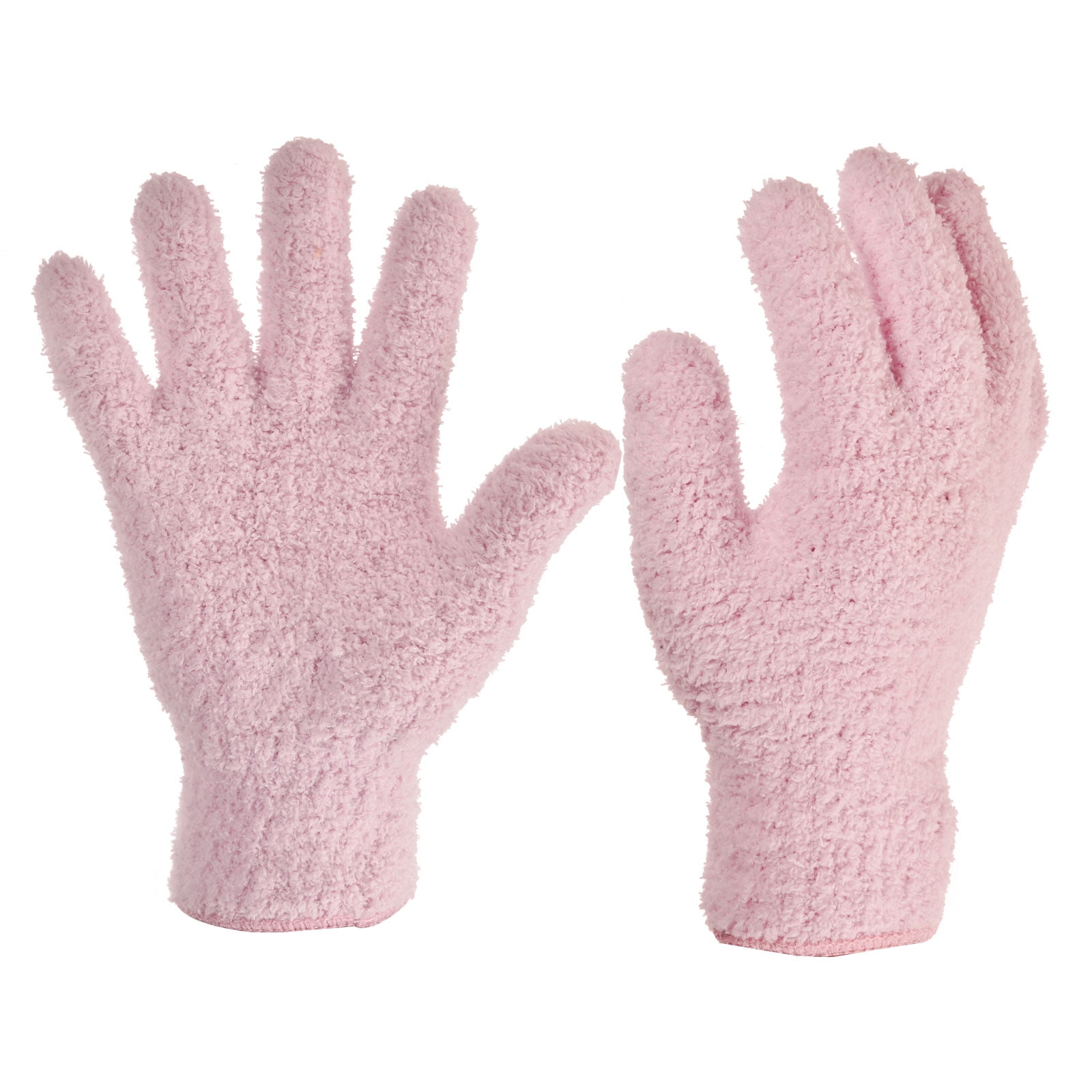 Unique Bargains Dusting Cleaning Gloves Microfiber Mittens Set Pink