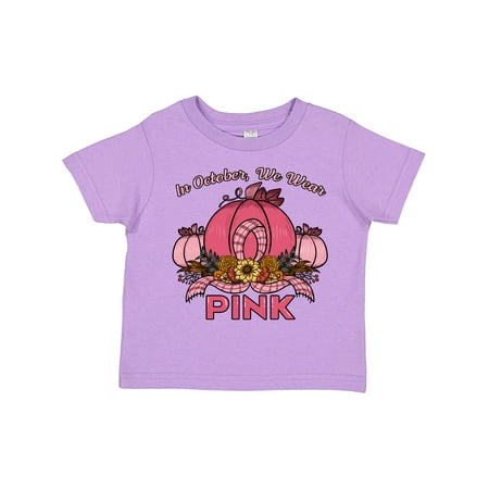 

Inktastic In October We Wear Pink with Ribbon and Pink Pumpkins Gift Toddler Boy or Toddler Girl T-Shirt