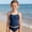 Navy, variant on Girls Two Piece Swimsuit Solid Color Contrast Trim Padded Bathing Suit for Teen Youth 8 14 Years