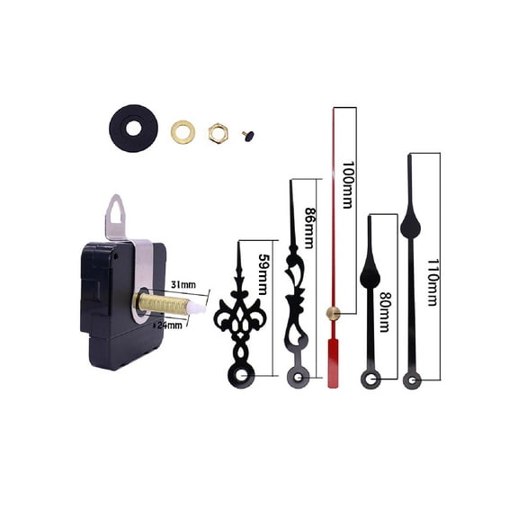 Long Shaft Quartz Clock Movement Mechanism with 2 Pairs of Hands Sets for Wall Clock DIY Repair Parts Replacement