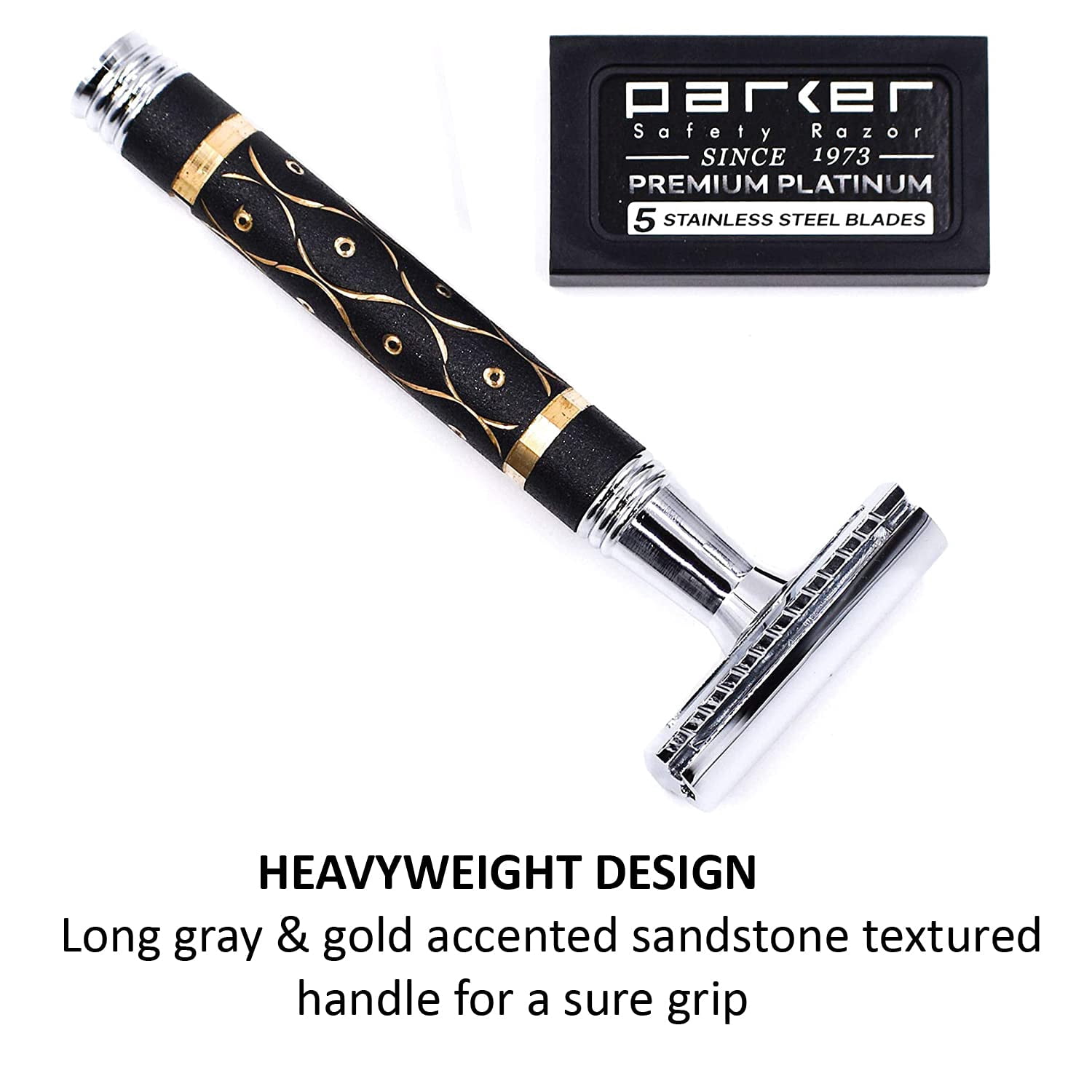 Parker 65R Super Heavyweight Double Edge Safety Razor & 5 Premium Blades