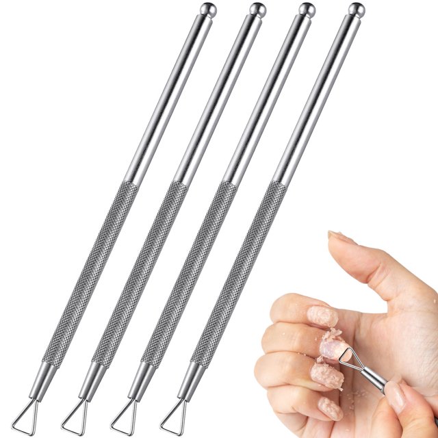 UPGRATOR 4 Pcs Gel en Acier Inoxydable pour Enlever les Cuticules pour Usage en Salon Femmes