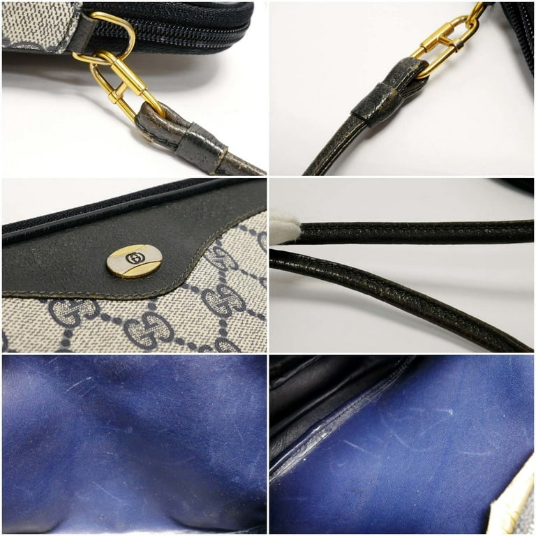 GUCCI Bag. Gucci Vintage Navy Blue Leather Shoulder / Shoulder