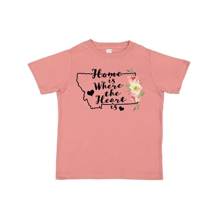 

Inktastic Montana Home is Where the Heart is with Watercolor Floral Gift Toddler Boy or Toddler Girl T-Shirt
