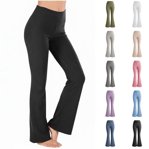 Muscularfit High Waisted Womens Gym Pants Leggings Petite Bottoms Bootcut Long Yoga Pants for Women Trendy