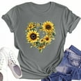 thumbnail image 4 of CCRFTGI Tshirt for Girls Cute Fashion Crew Neck T Shirt 2025 Summer Dark Gray Shirts Sunflower Printed Short Sleeve T Shirts,Dark Gray 2-4 Years, 4 of 5