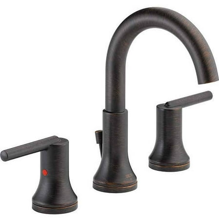 Handle Widespread Bridge Faucet - Delta Trinsic Widespread Lavatory Faucet with Metal Lever Handles and Metal Pop-Up, Available in Various Colors