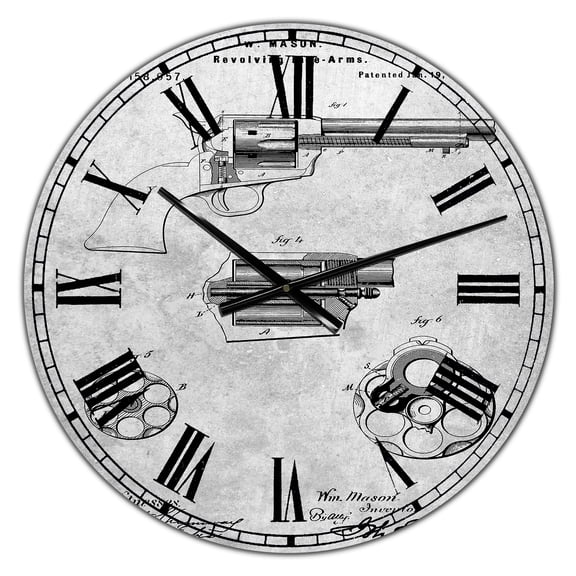 Designart Oversized Gray Analog Round Cottage Modern Wall Clocks, CLM25141-C23