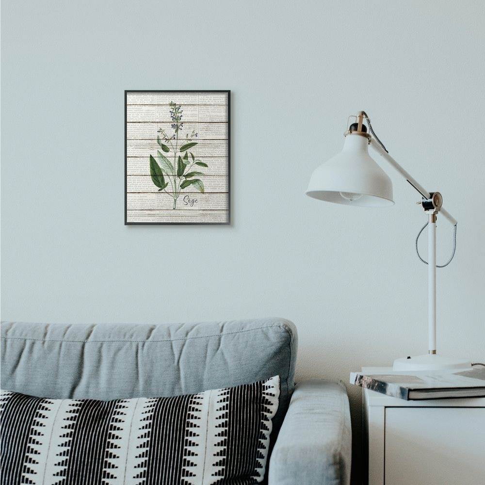 Stupell Industries Sage Vintage Herb Kitchen Dining Room Word Collage Design Framed Giclee Texturized Art by Kimberly Allen