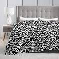 thumbnail image 5 of ZNDUO Lightweight Microfiber Bed Blanket, Retro Pixel Black and White Texture Pattern Super Soft Flannel Cozy Throw Blankets, 80"x60", 5 of 8