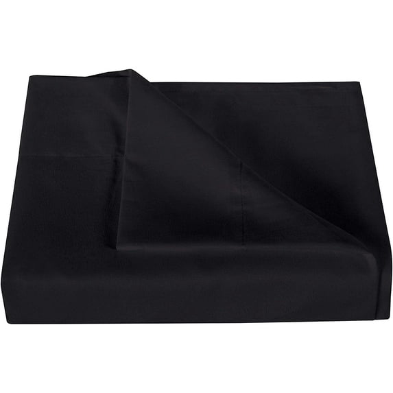 600 Thread Count 3 Piece Flat Sheet ( 1 Flat Sheet + 2- Pillow cover ) 100% Egyptian Cotton Color Black Solid Size Full