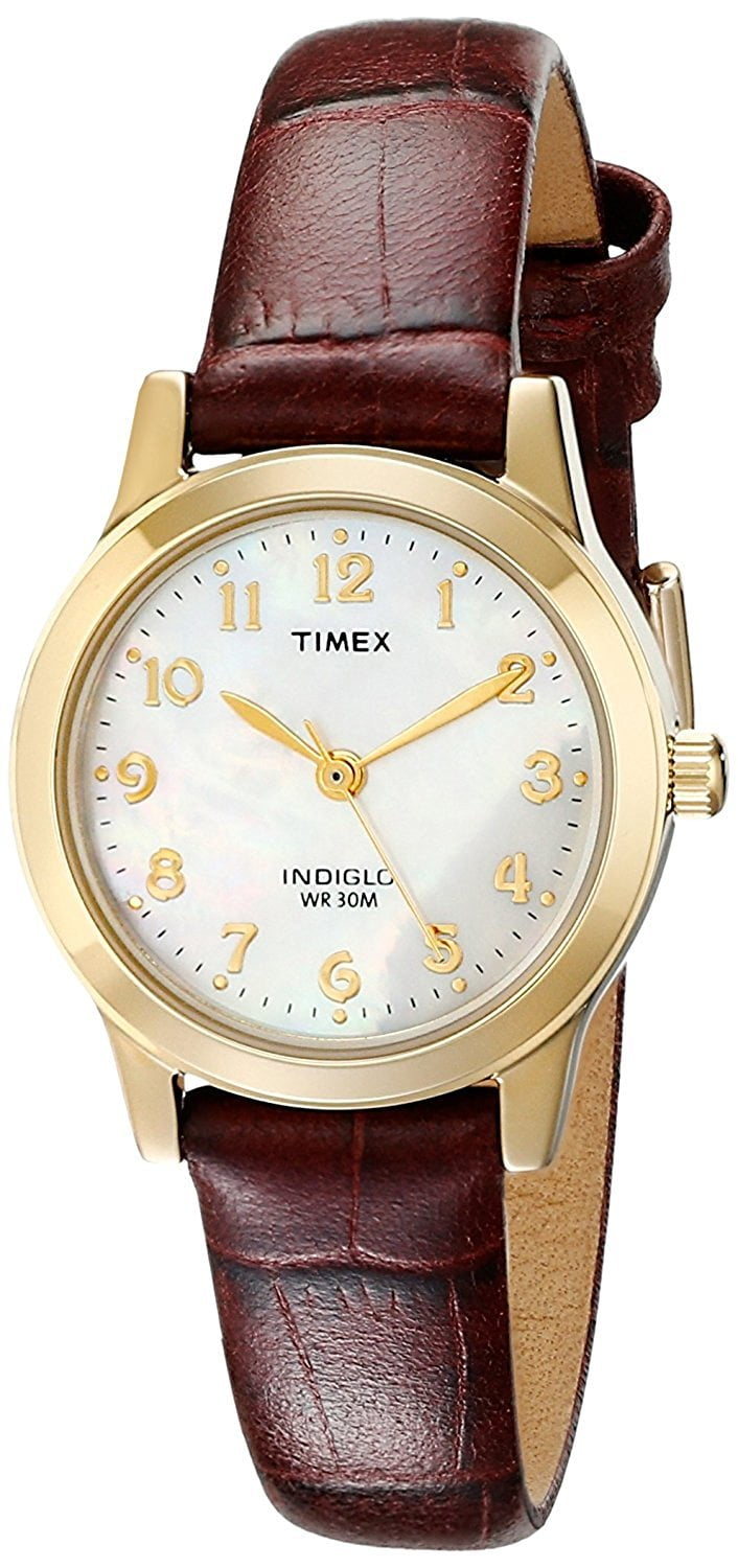 Women's Dress Watch Style # T21693 Elevated Classics Burgundy Leather Strap, Indiglo Night-Light By Timex by