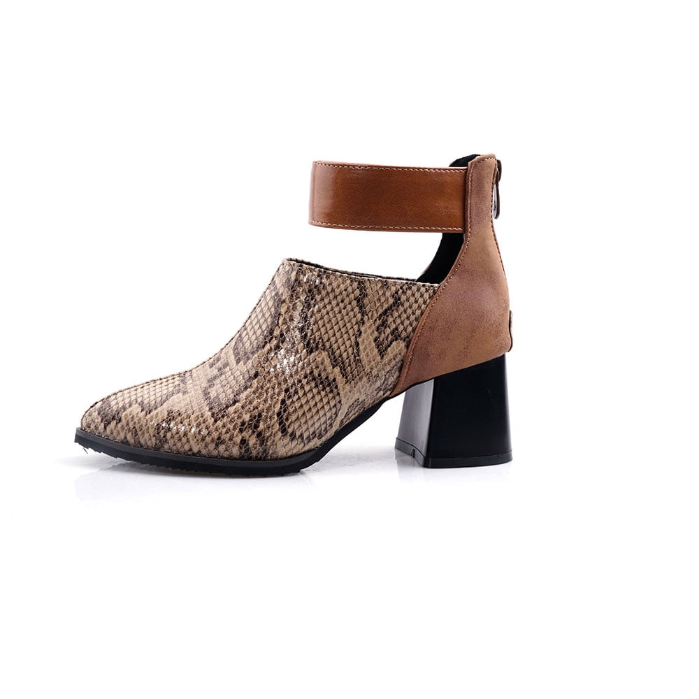 chunky heel fashion casual Brown 
