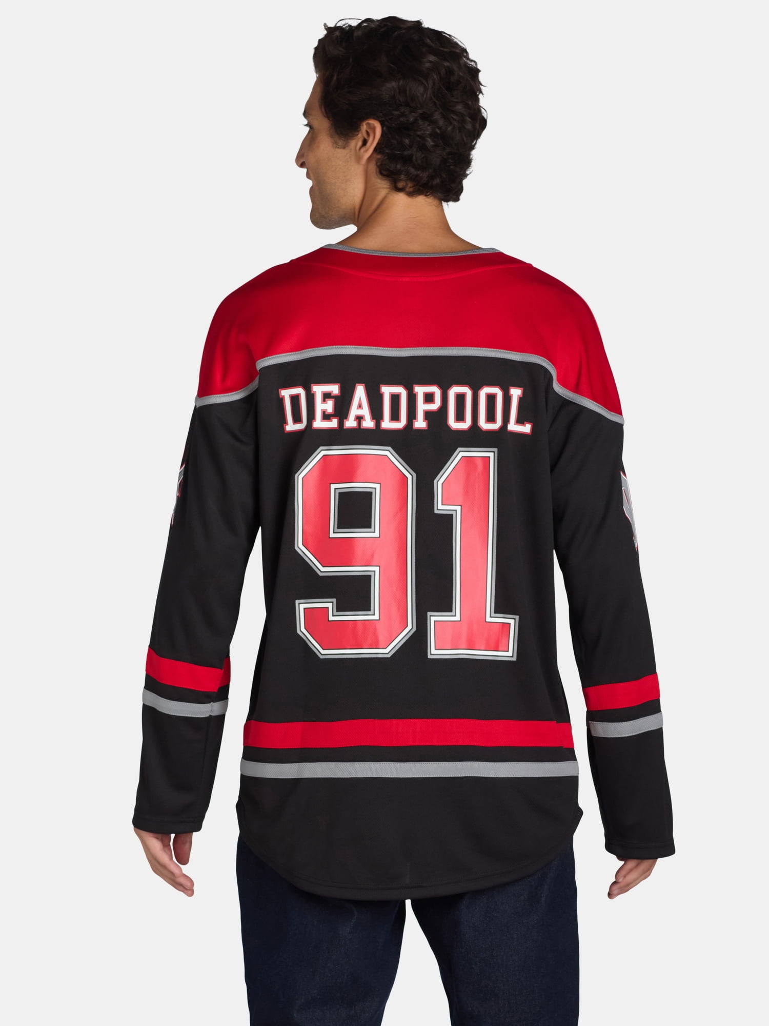 Deadpool Men's Graphic Hockey Jersey, Sizes XS-3XL