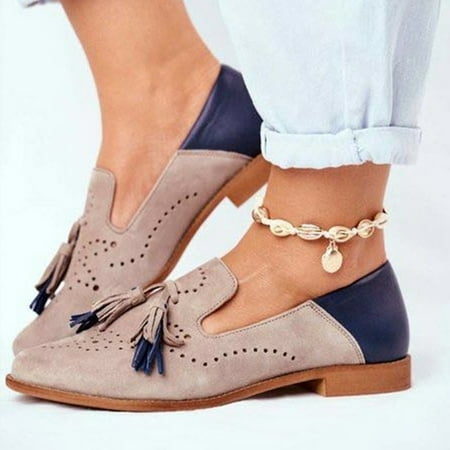 

Fashion Ladies Tassel Retro Square Toe Thick Heel High Heel Shoes