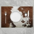 thumbnail image 2 of Cow Fur Indoor Outdoor Kitchen Dinner Party Decor Table Mats Kids Cute Cowhide Table Mats Kitchen Farmhouse Placemats Set of 4 Dining Table Western Farm Animal Skin Brown White Placemats, 2 of 4