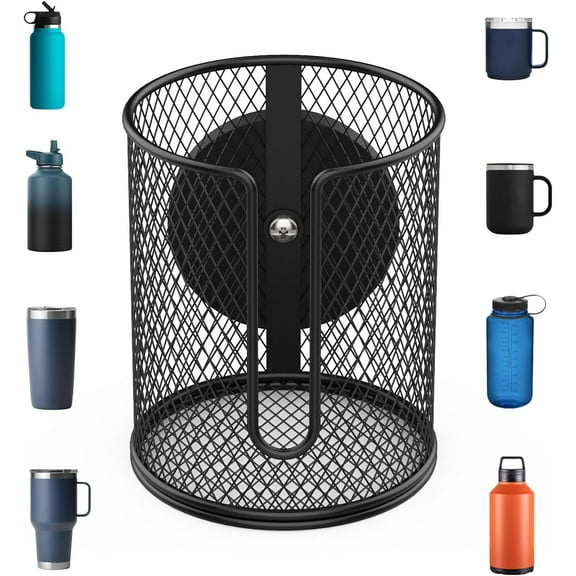 Genreen Heavy Duty Magnetic Cup Holder - 50LB Pull Force for Forklift/Truck/Tractor, Fits 10-50oz Bottles & Mugs, Rustproof Carbon Steel (3.3")