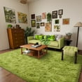 thumbnail image 3 of outdoor rug carpet 4x6ft Area Rug for Bedroom,Grass Green Rugs for Living Room Nursery Kids Room Dorm Home Decor Aesthetic, Fluffy Shaggy Rug with 4 Anti-Slip Carpet Tapes Non-Slip Stickers, 3 of 12