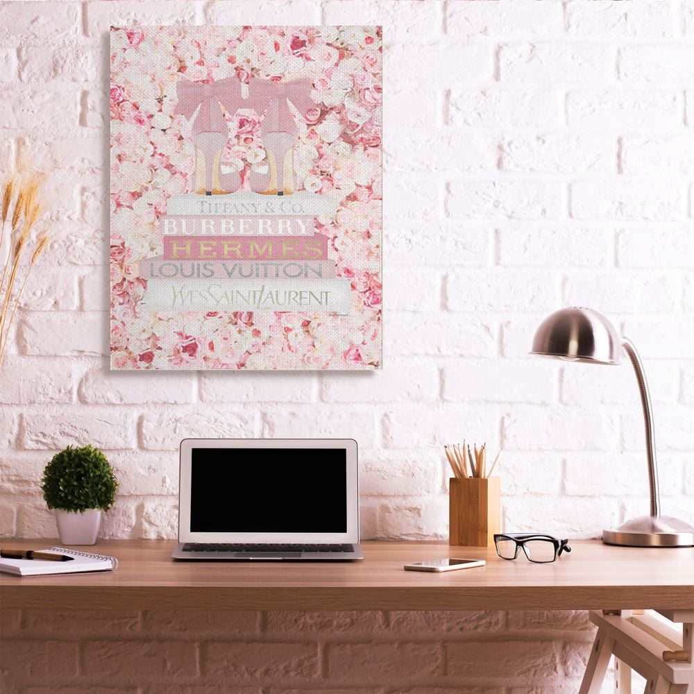 Stupell Industries Pink Fashion Heals with Glam Books and Rose Details Designed by Amanda Greenwood