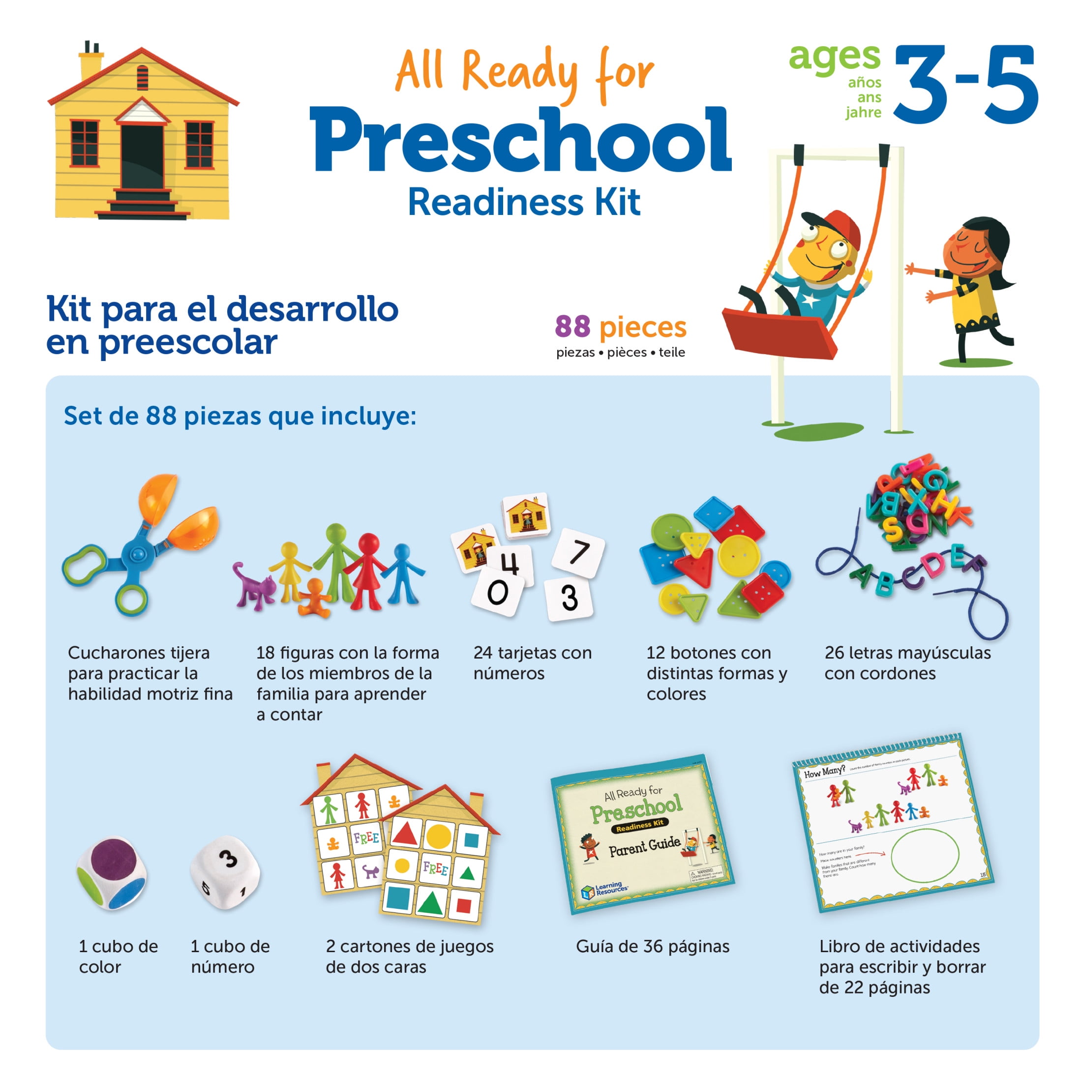 Learning Resources All Ready for Preschool Readiness Kit, Girls and boys,60 Activities Set, Ages 3+