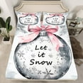 thumbnail image 2 of Manfei Grey Christmas Ball Bed Sheets, Pink Princess Bowknot King Sheets, Winter Snowflake Sheet Set, Luxury Bedroom Decor, 4 Pieces, 2 of 7