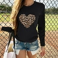 thumbnail image 4 of TIHLMK Blouses Shirts Women Valentine's Day Casual Long Sleeve O Neck Leopard Print Heart-shaped Top Black, 4 of 5