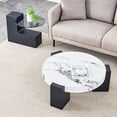 thumbnail image 3 of Table Basse Ronde Moderne et Simple à Double Couche - Dessus en Verre Gris Transparent avec Pieds en L en MDF Noir. la Conception Détachable Peut Rendre l'Utilisation de l'Espace Plus flexible., 3 of 27