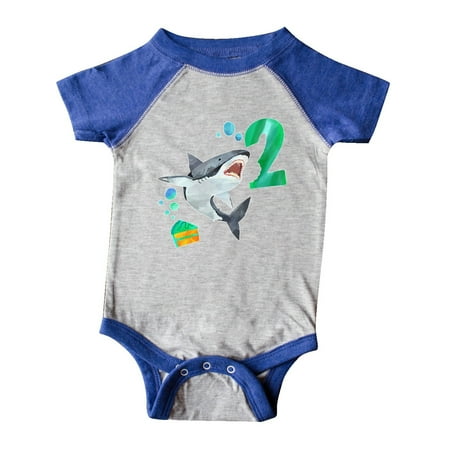 

Inktastic Second Birthday Shark with Cake Gift Baby Boy or Baby Girl Bodysuit