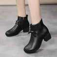 thumbnail image 4 of Fesfesfes Ankle Boots for Women Soft Faux-Leather Mid Heel Bowknot Boots Lace Up Boots For Women 7(39), 4 of 8