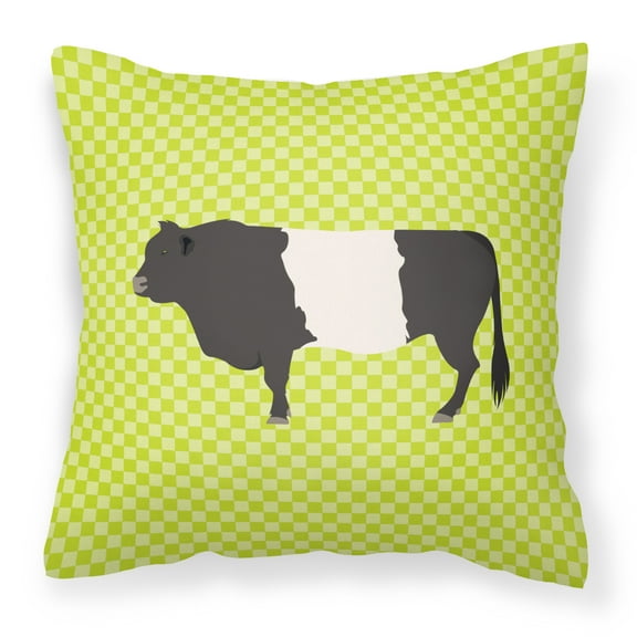 Carolines Treasures BB7657PW1414 Belted Galloway Cow Green Fabric Decorative Pillow, 14 x 14 in.