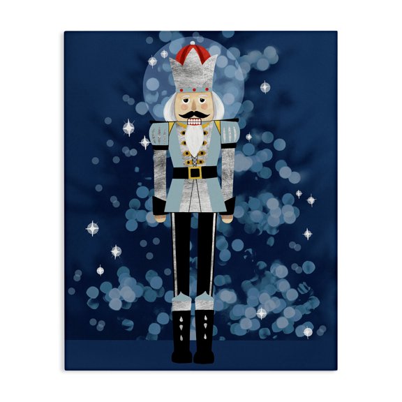 Stupell Industries Blue Holiday Nutcracker Holiday Painting Gallery Wrapped Canvas Art Print Wall Art, 36 x 48