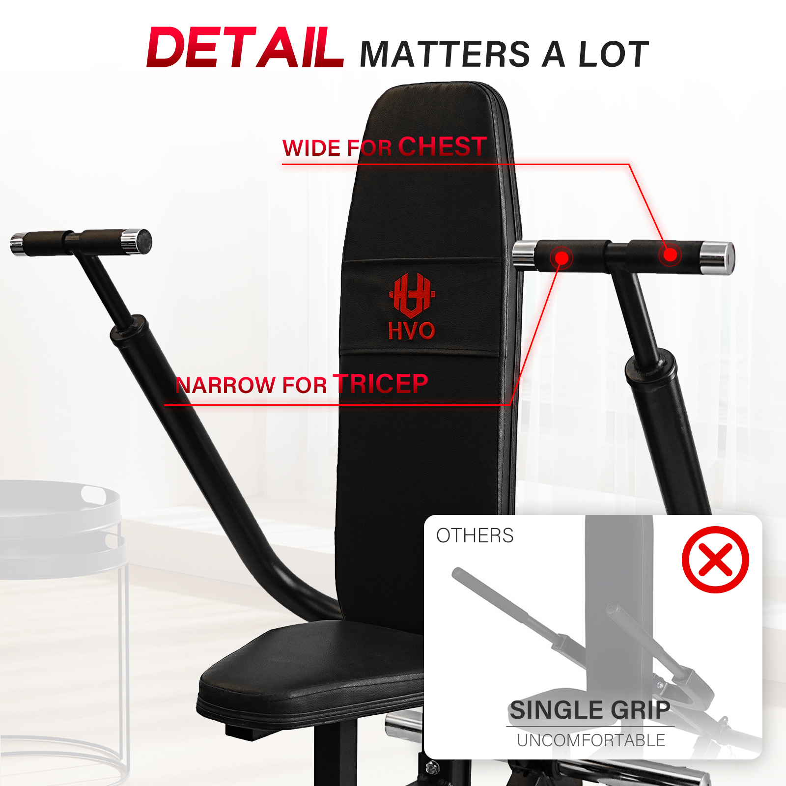 HeeH Plate-Loaded Seated Dip Machine: Tricep Machine for Biceps Strength Training Equipment Workout Black