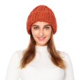 thumbnail image 1 of Gorro de punto cálido de invierno para mujer, gorro de lana de Color sólido, gorro cálido con protección para los oídos (naranja), 1 of 3