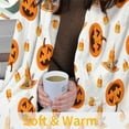 thumbnail image 6 of Halloween Theme Throw Blanket Happy Jack O Lantern Pumpkins with Candy Witch Hat Blanket Cozy Soft Lightweight Flannel Plush Blankets for Bed Couch Living Room Sofa Chair,50x60 Inch, 6 of 6