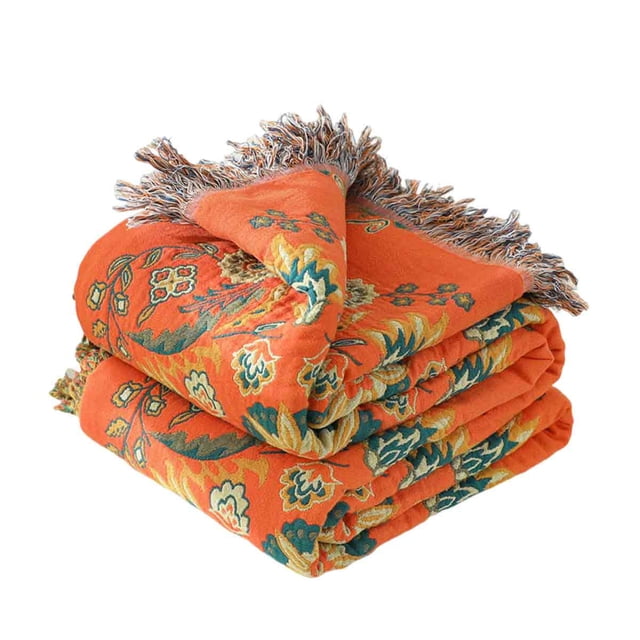 Manta de algodón orgánico suave para sofá cama, decoración floral de granja, manta bohemia reversible para sillón, sofá, colcha y regalo