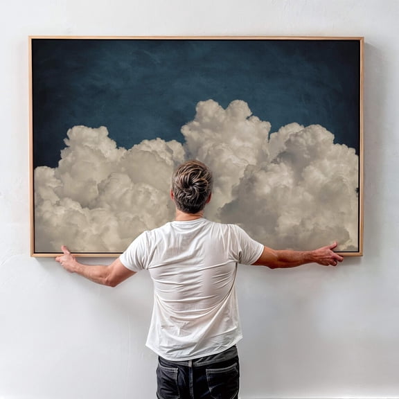 Above Bed Cloud Wall Art Horizontal Art Bedroom Decor Statement Night Sky Art Moody Wall Decor Over The Bed Wall Art Modern Wall Decor