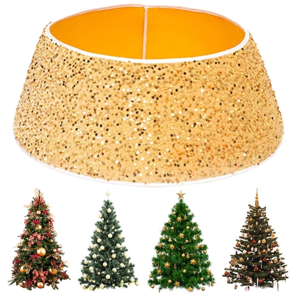 Joyhalo - Collar De árbol De Navidad Para árboles Artificiales, Collar De Falda De árbol De 30.7 Pulgadas Para árbol De Lápiz, Caja De Collares De árbol De Navidad De Madera, Anillo
