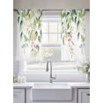 thumbnail image 4 of Green Summer Eucalyptus Leaves Sheer Curtains 45 Inch Length 2 Panels Set, Spring Botanical Watercolor Voile Window Treatment Rod Pocket Small Kitchen Curtains Drapes for Bedroom 52"x45"x2, 4 of 7