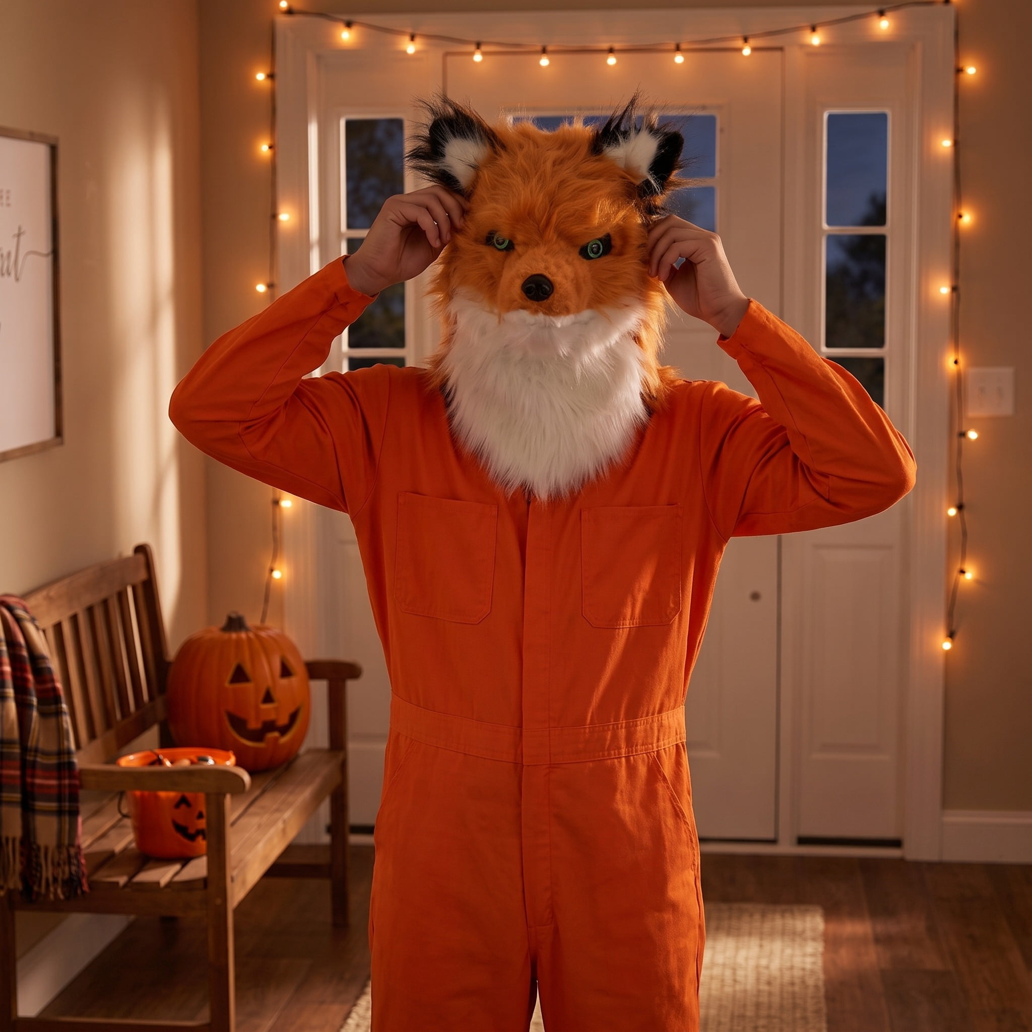 Animalistic Fox Mask Costume Accessory for Adults, Multicolor, Halloween by Way To Celebrate