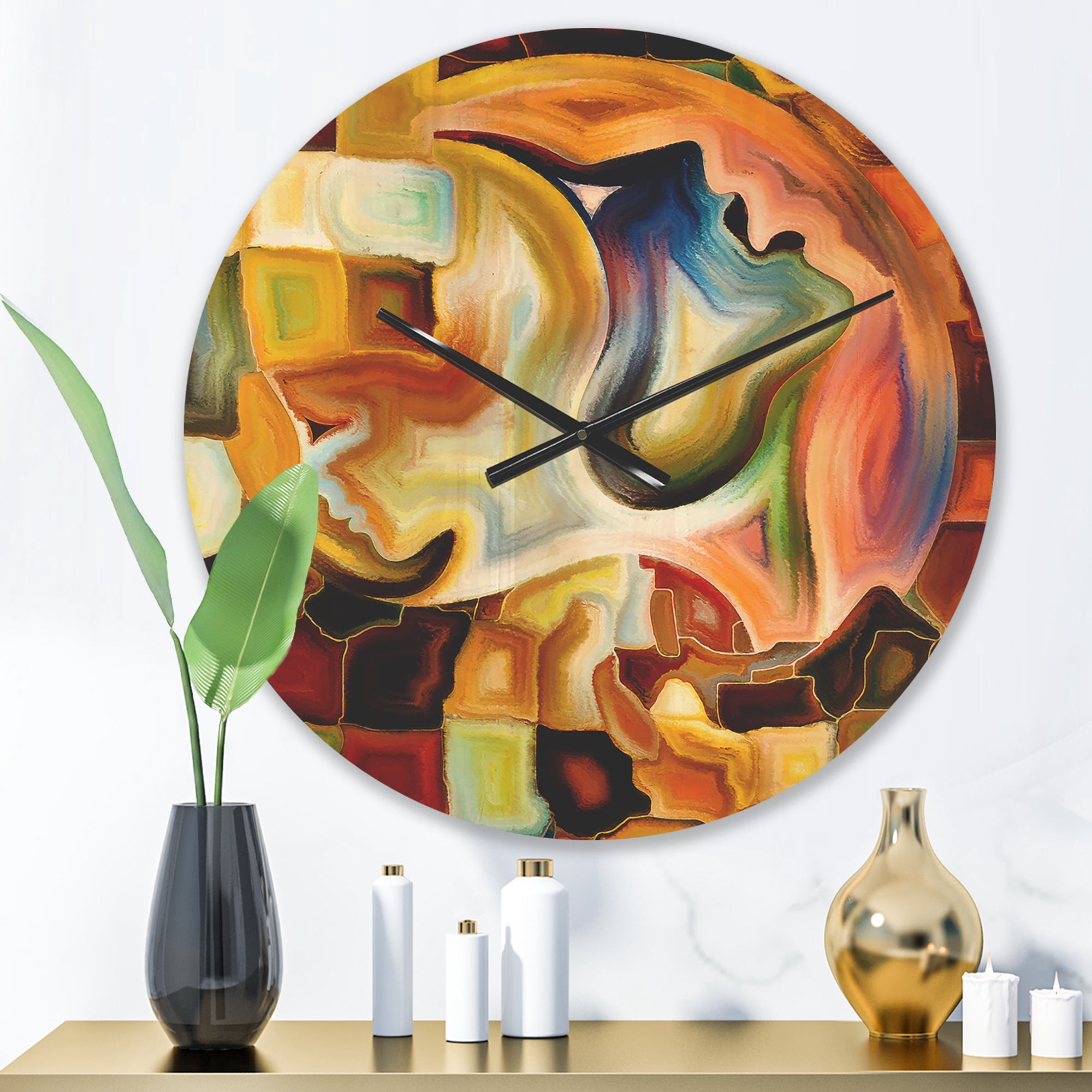 Designart 'Way of Inner Fractal' Modern Wood Wall Clock