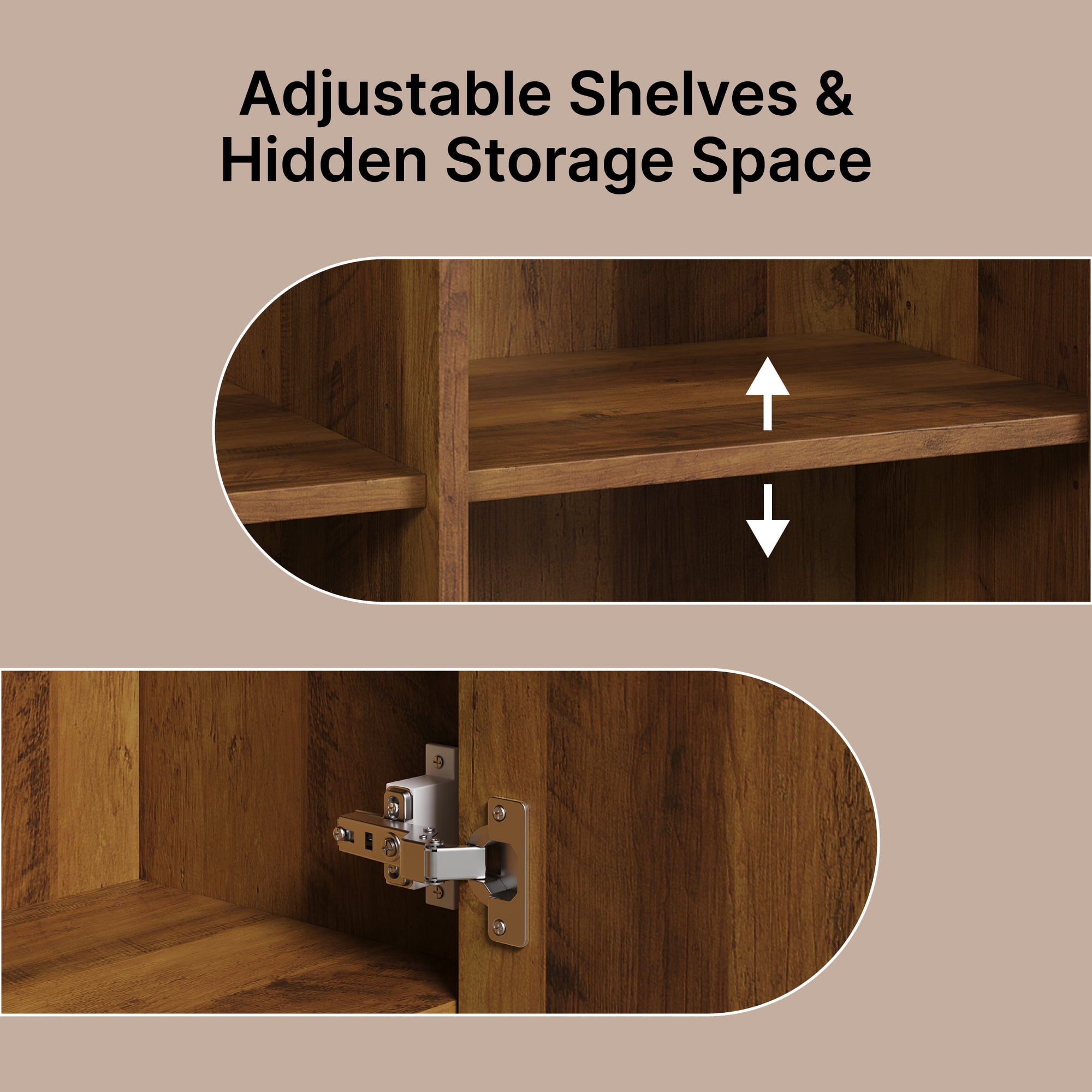 Spruce & Spring 59.3" Tall Bookshelf with Storage, 2-Door 6-Cube Library Bookcase with Adjustable Shelves, Modern Cabinet for Living Room Dining Room Office Hallway, Walnut